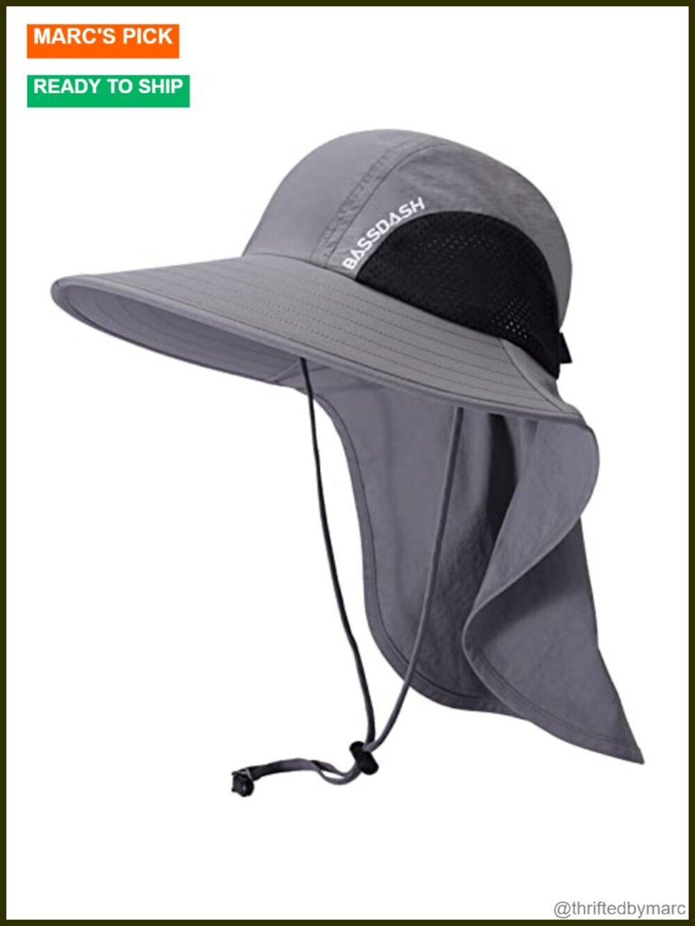 UPF 50+ Water Resistant Wide Brim Sun Hat with Neck Flap Ponytail Hole